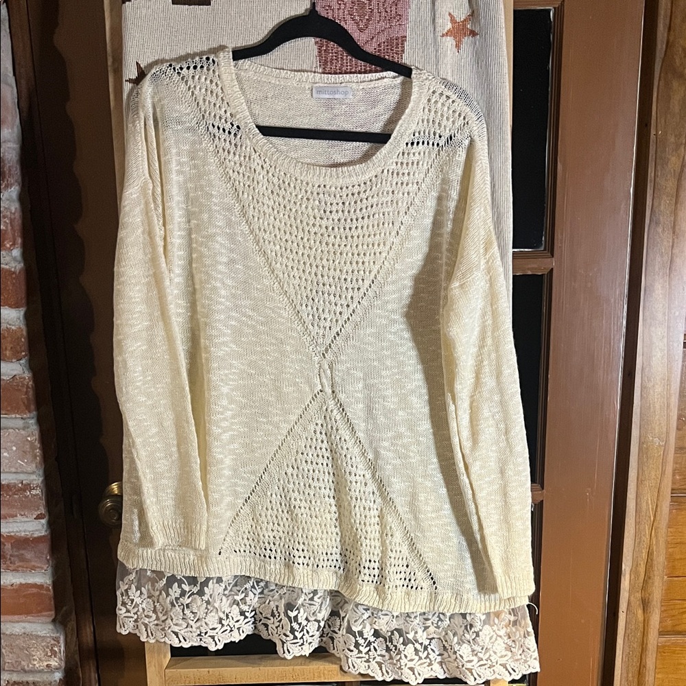 Mittoshop Cream Long Sleeve Dress